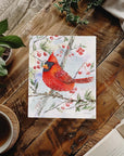 Winter Cardinals and Berries Art Print