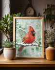 Winter Cardinal on a Snowy Branch Art Print